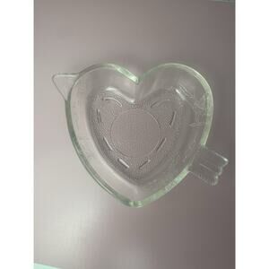 Vintage Cupid Heart/Arrow Glass 5" Valentine Dish McKee 1920-1950s Imperfections